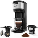 Single Serve K Cup Coffee Maker Brewer for K-Cup Pod & Ground Coffee, Compact Design Thermal Drip Instant Coffee Machine with Self Cleaning Function, Brew Strength Control by Sboly