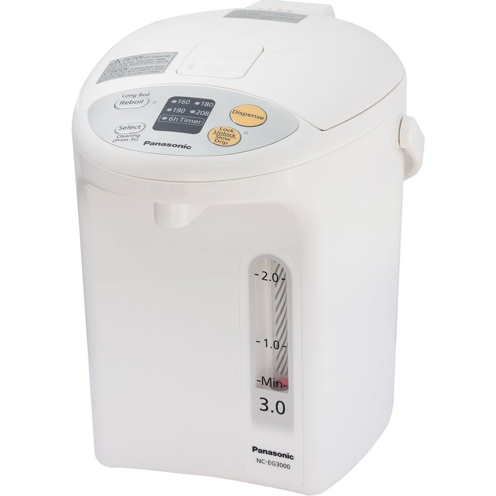 Panasonic RA41660 Electric Thermo Pot Water Boiler Dispenser NC-EG3000, Slow-Drip Mode for Coffee, Ideal for Tea, Hot Cocoa, Soups and Baby Food, Four TEM, 3.2 quarts, White