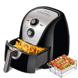 Secura Electric Hot Air Fryer Extra Large Capacity 5.0L / 5.3Qt XL Air Fryers and Additional Accessories, Recipes and Skewers Accessory Set, Silver