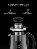 Willsence Electric Kettle, Electric Tea Kettle Stainless Steel Glass Boiler Hot Water Tea Heater with Temperature Control LCD Display, Removable Tea Infuser, 1.7 L, 1200W