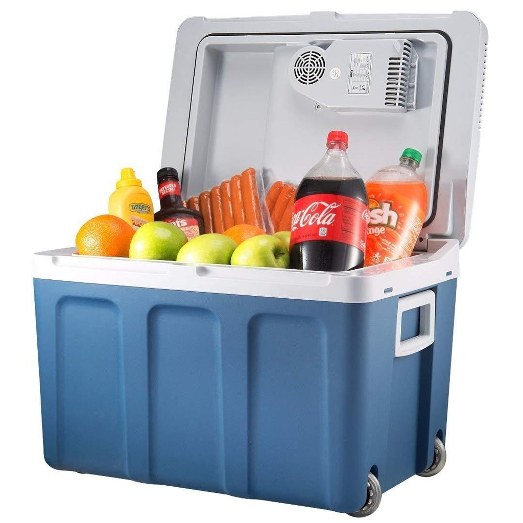 Knox Electric Cooler and Warmer for Car and Home with Wheels - 48 Quart (45 Liter) - Holds 60 Cans or 6 Two Liter Bottles and 15 Cans - Dual 110V AC House and 12V DC Vehicle Plugs