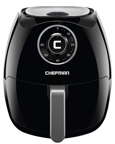 Chefman 6.5 Liter/6.8 Quart Air Fryer with Space Saving Flat Basket Oil Hot Airfryer with Dishwasher Safe Parts 60 Minute Timer and Auto Shut Off, BPA Free, Family Size, X-Large, Manual