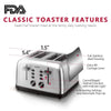 Toaster 4 Slice, Geek Chef Extra Wide Slots Stainless Steel Four Slice Toaster, Bagel/Defrost/Cancel Function 6 Browning Settings Auto Pop-up Remoable Crumb Tray (4-slice)