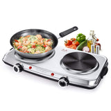 SUNAVO Hot Plates for Cooking Electric Double Burner with Handles 1800W, Stainless Steel