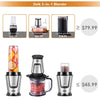 Deik Personal Blender Smoothie Maker with Coffee Grinder and 1.2 L Kitchen Food Processor, 3 in 1 Multi Portable Mini Juicer, 600ml Tritan Travel Bottle, 4 Stainless Steel Sharp Blades, 500W