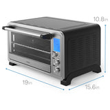 hOmeLabs Digital Countertop Convection Oven - 1500 Watts, Stainless Steel Exterior with Baking Pan Broil Rack Rotisserie Fork and Removable Crumb Tray - 6-Slice LCD Display Compact Toaster Oven