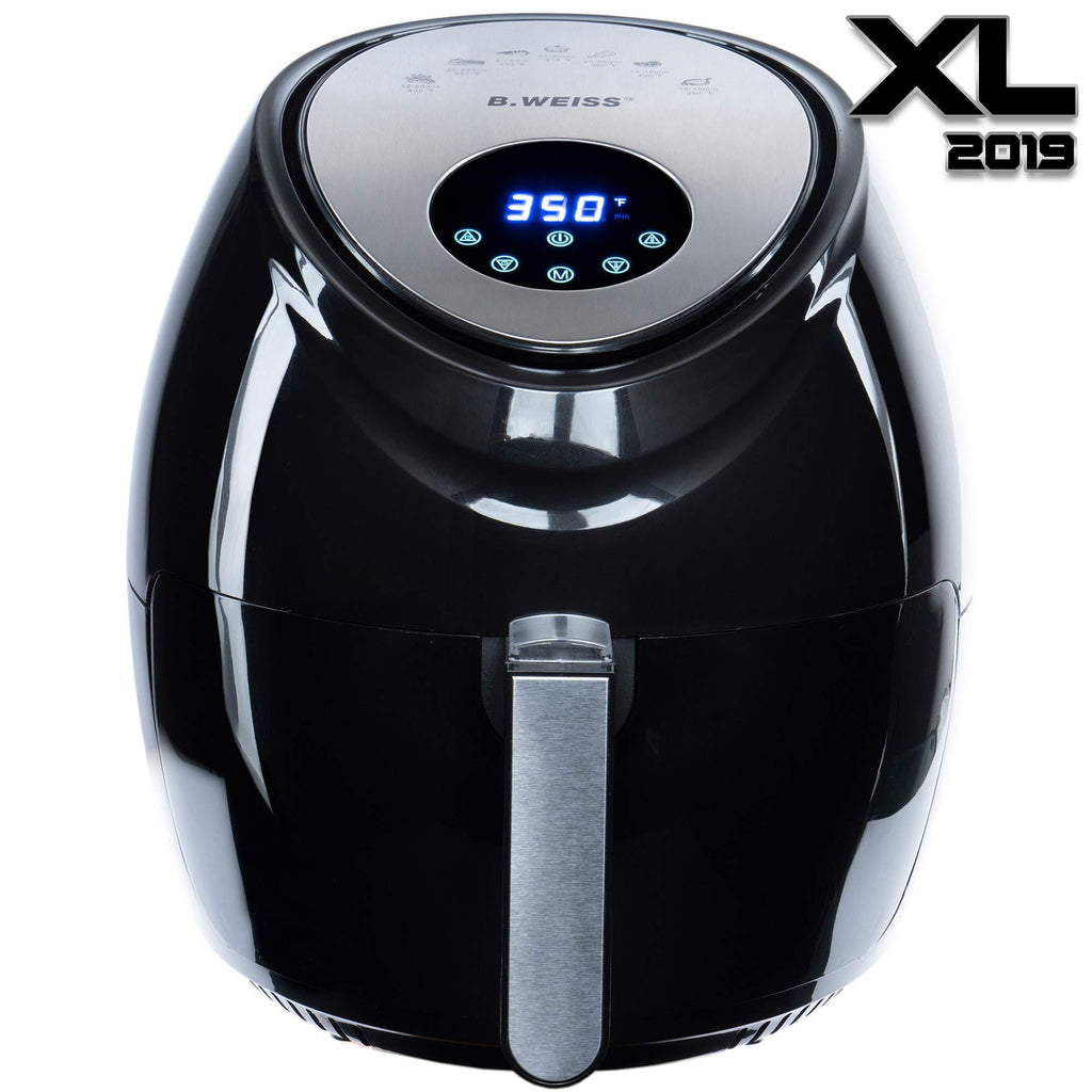 [2019] Air Fryer XL Best 5.5 QT 8-in-1 By (B. WEISS) Family Size Huge capacity,With Airfryer accessories; PIZZA Pan, (50 Recipes Cook Book),Toaster rack, Cooking Divider. XXL