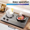 Cusimax Hot Plate Electric Double Burner Cast Iron Heating Plate Outdoor Stove 1800W with Adjustable Temperature Control Non-Slip Rubber Feet Black Stainless Steel Easy Clean Upgraded Version