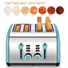 4-Slice Toaster, CUSINAID 4 Wide Slots Stainless Steel Toasters with Reheat Defrost Cancel Function, 7-Shade Setting, Blue