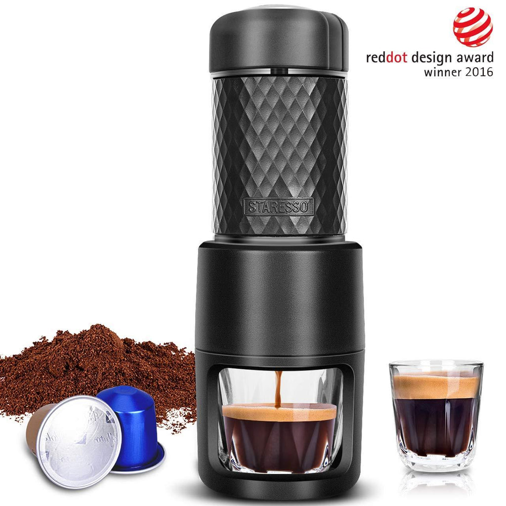 STARESSO Portable Espresso Machine, Manual Espresso for Rich & Thick Crema, Mini Espresso Maker Compatible with Nespresso Pods & Ground Coffee, Small Hand Espresso Maker for Travel Camping Office