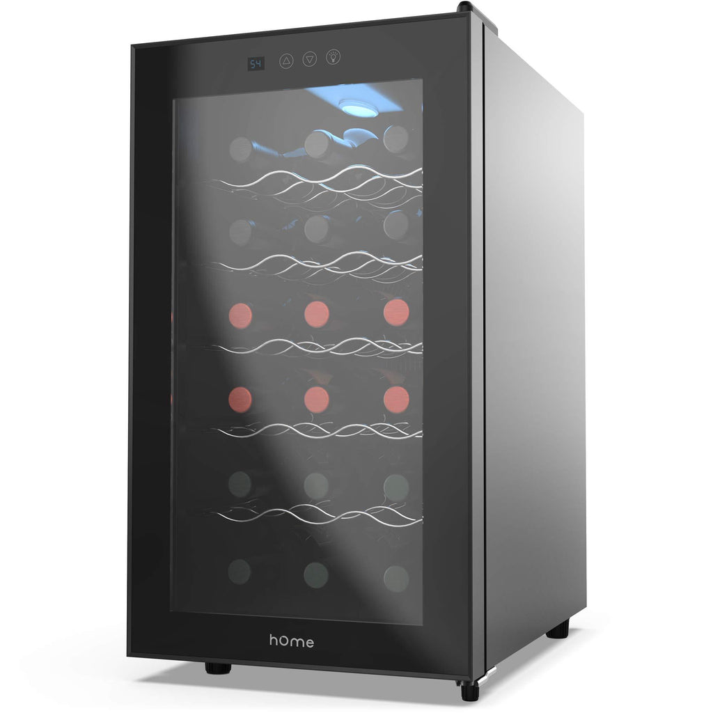 hOmelabs 18 Bottle Wine Cooler - Free Standing Single Zone Fridge and Chiller for Red and White Wines