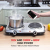 SUNAVO Hot Plates for Cooking Electric Double Burner with Handles 1800W, Stainless Steel