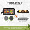 Electric Griddle, IKICH 2-in-1 Grill Griddle, 1600W Smokeless Nonstick Indoor Grill with Drip Tray, Family-sized Pancake grill for Indoor, Outdoor, Camping, Even Heating, Cool-touch Handle,20.6'' Size