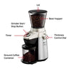 Ariete -Delonghi Electric Coffee Grinder - Professional Heavy Duty Stainless Steel, Conical Burr - Ultra Fine Grind, Adjustable Cup Size, 15 Fine - Coarse Grind Size Settings