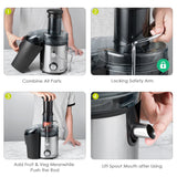 Juicer Aicok Juicer Machines Ultra 1000W Power, 75MM Wide Mouth Juice Extractor Centrifugal Juicer Easy to Clean, 2 Speed Fruit Juicer for Whole Fruit and Vegetables, Non-Slip Feet, Stainless Steel