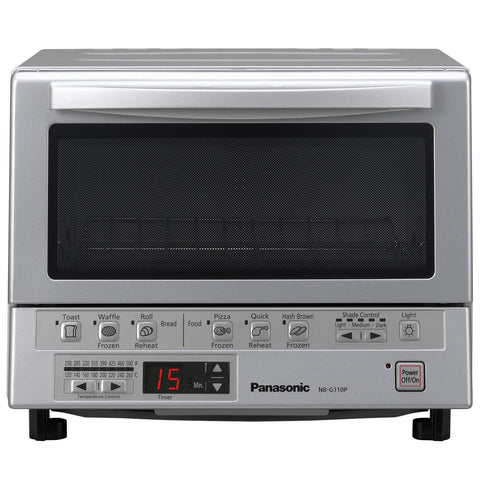 Panasonic NB-G110P Toaster Oven FlashXpress with Double Infrared Heating and Removable 9-Inch Inner Baking Tray, Silver, 1300W