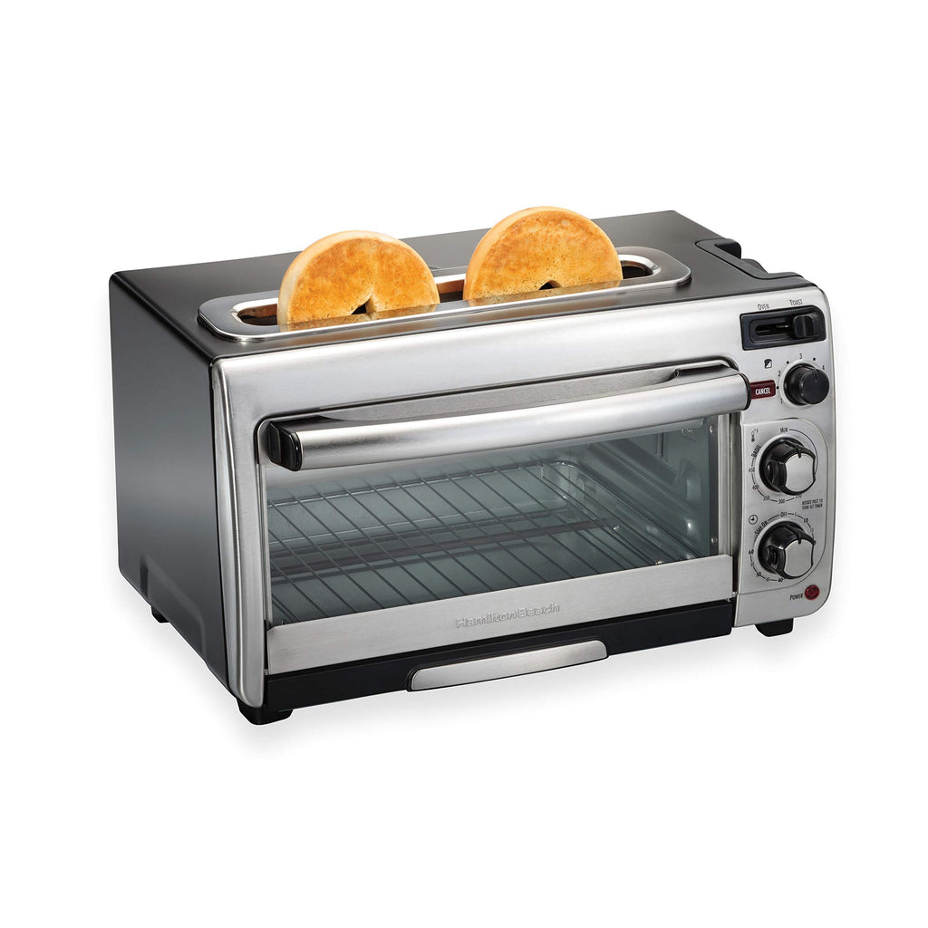 Hamilton Beach 2-in-1 Countertop Oven and Long Slot Toaster, Stainless Steel, 60 Minute Timer and Automatic Shut Off (31156), Large