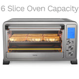 hOmeLabs Digital Countertop Convection Oven - 1500 Watts, Stainless Steel Exterior with Baking Pan Broil Rack Rotisserie Fork and Removable Crumb Tray - 6-Slice LCD Display Compact Toaster Oven