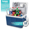 Knox Electric Cooler and Warmer for Car and Home with Wheels - 48 Quart (45 Liter) - Holds 60 Cans or 6 Two Liter Bottles and 15 Cans - Dual 110V AC House and 12V DC Vehicle Plugs