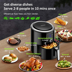 OMORC 6 quart Air Fryer, Air Fryers, 1800W Large Hot Air Fryers & Oilless Cooker of Presets, LED Touchscreen(for Wet Finger)/Roast/Bake/Keep Warm, Dishwasher Safe, Nonstick, 2-Year Warranty(ME122)