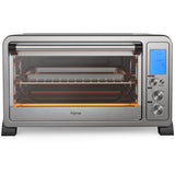 hOmeLabs Digital Countertop Convection Oven - 1500 Watts, Stainless Steel Exterior with Baking Pan Broil Rack Rotisserie Fork and Removable Crumb Tray - 6-Slice LCD Display Compact Toaster Oven