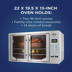 Oster French Convection Countertop & Toaster Oven | Single Door Pull & Digital Controls | Stainless Steel, Extra Large,