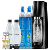 SodaStream Fizzi Sparkling Water Maker Bundle (Black), with CO2, BPA free Bottles, and 0 Calorie Fruit Drops Flavors