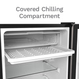 hOmeLabs Mini Fridge - 3.3 Cubic Feet Under Counter Refrigerator with Covered Chiller Compartment - Small Drink Food Storage Machine for Office, Dorm or Apartment with Removable Glass Shelves