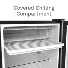 hOmeLabs Mini Fridge - 3.3 Cubic Feet Under Counter Refrigerator with Covered Chiller Compartment - Small Drink Food Storage Machine for Office, Dorm or Apartment with Removable Glass Shelves